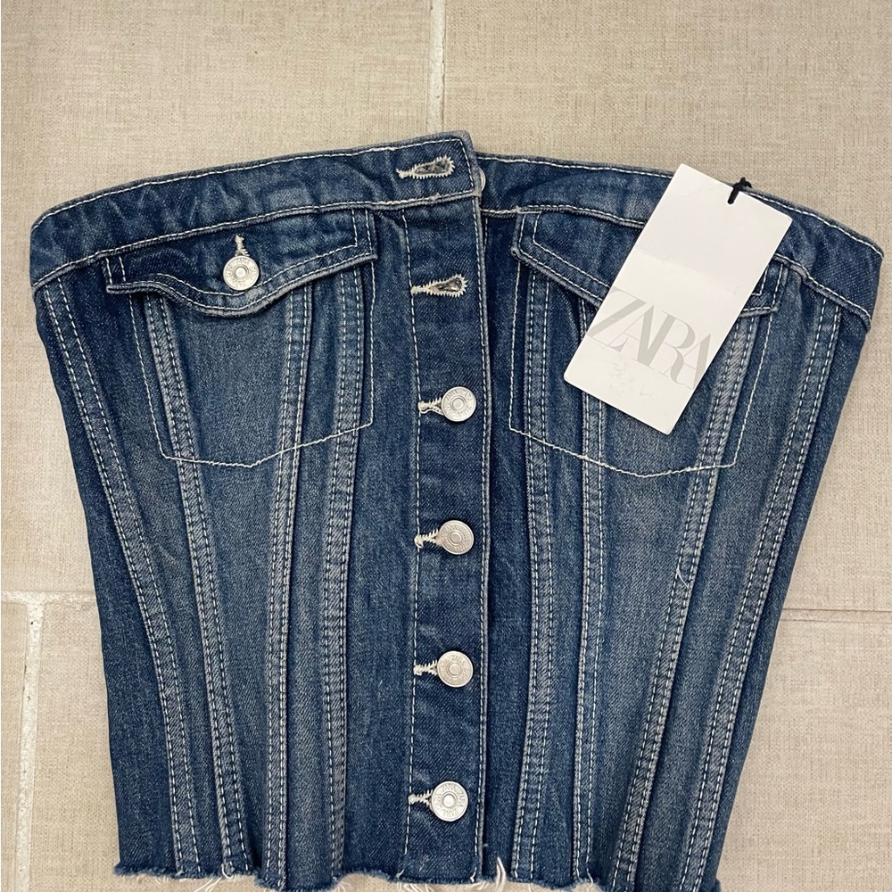 Zara Blue Corset-Style Denim Jeans